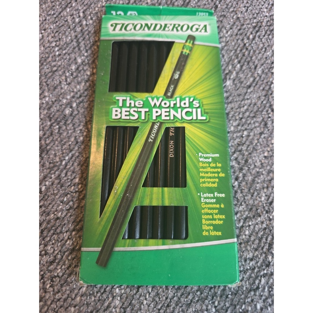DIXON TICONDEROGA Premium Woodcased Pencils‎ #2 HB Black 12 Count New 13953